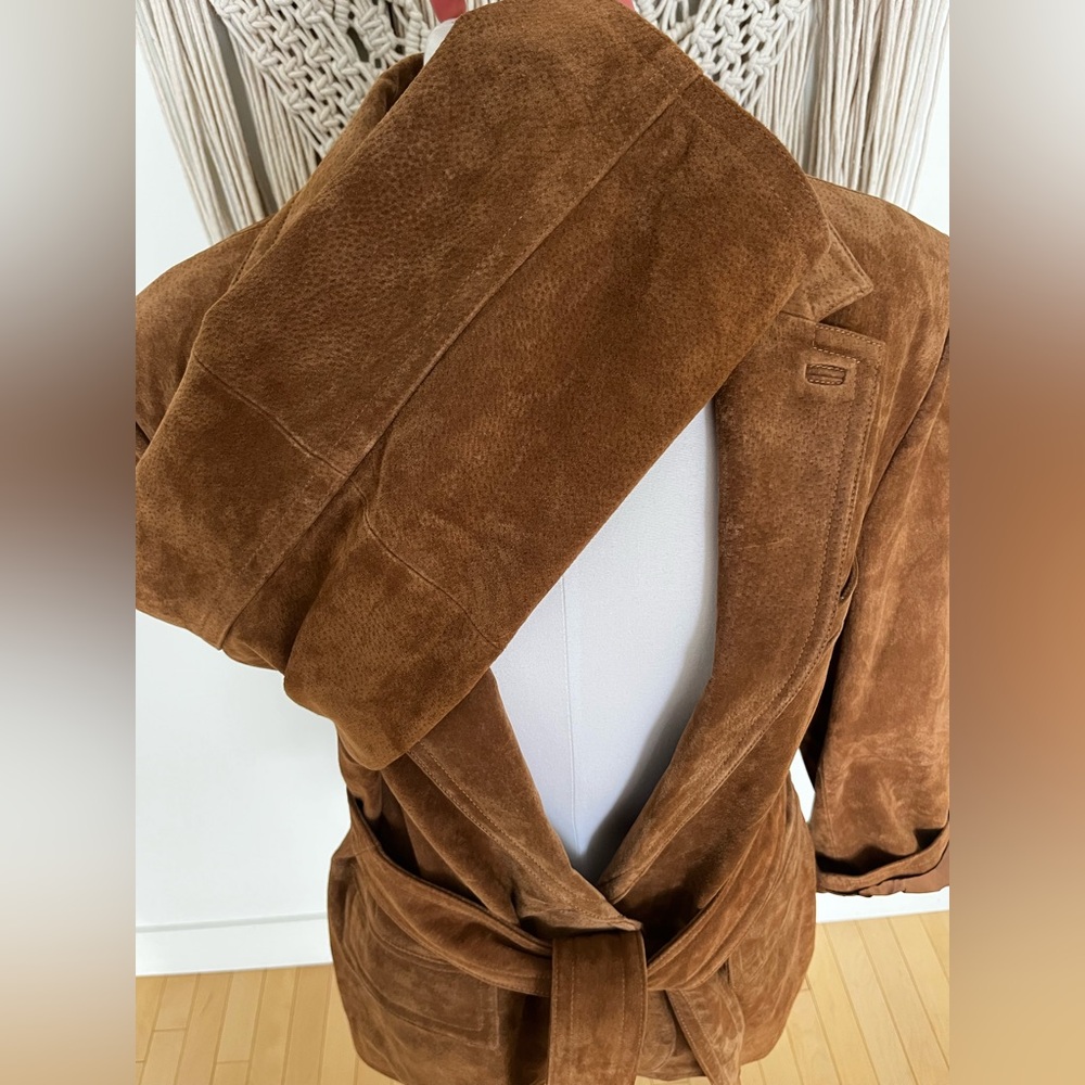 Zara Brown Suede Belted Coat - Picture 5 of 16